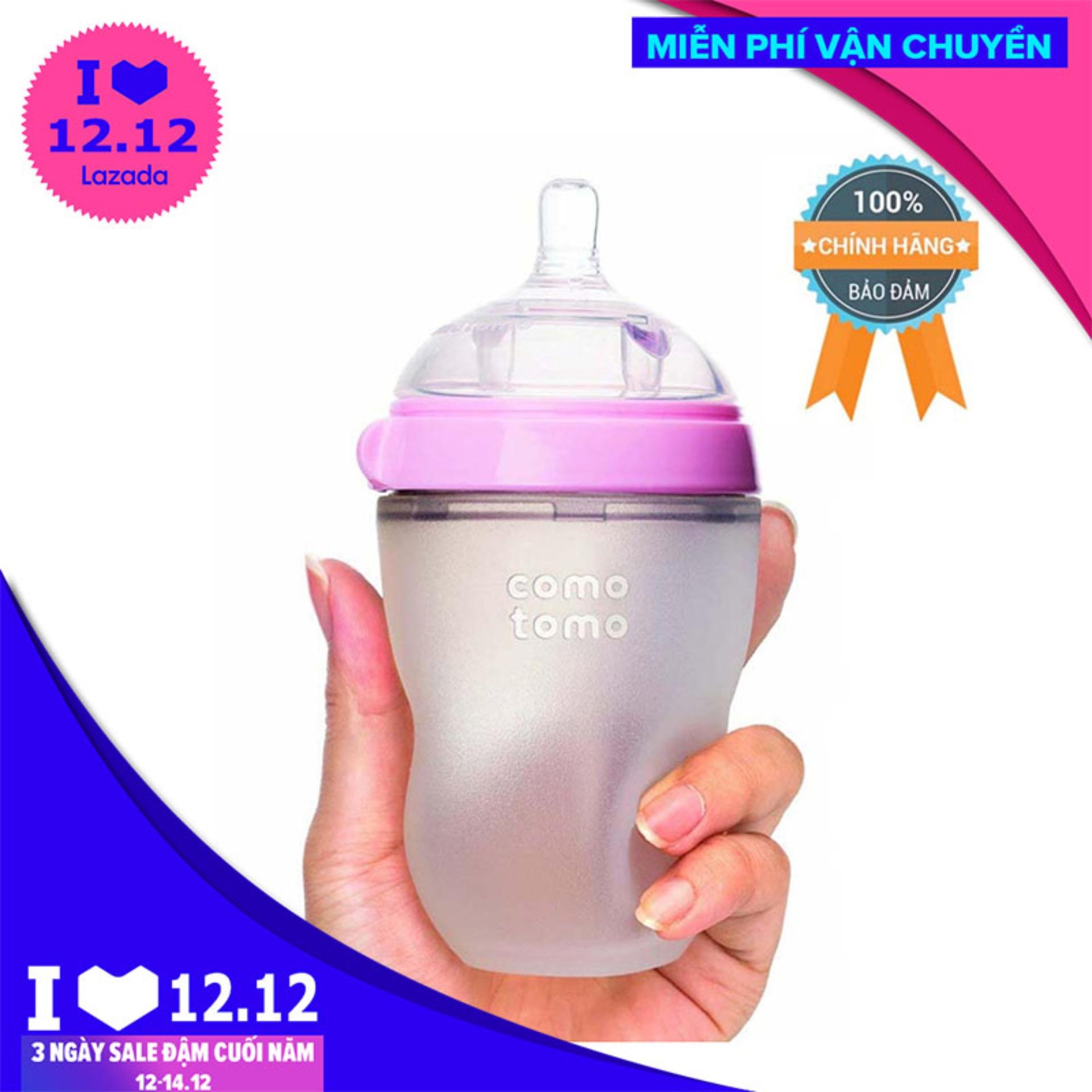 Bình sữa COMOTOMO 250ml ml Hồng (Hãng phân phối chính thức)