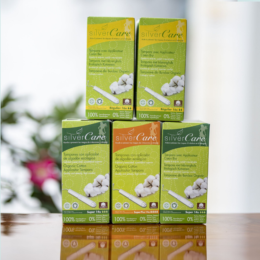 Tampon hữu cơ 2 giọt có cần đẩy Silvercare Regular 16 miếng