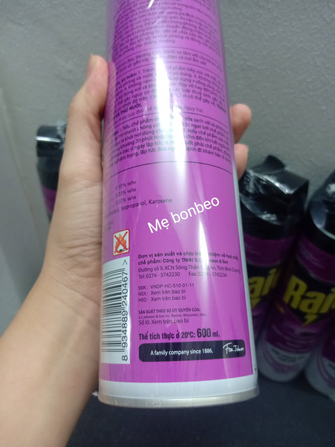 Combo 2 chai Xịt Raid diệt côn trùng không mùi 600ml