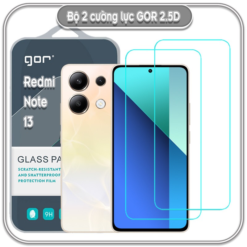 Bộ 2 cường lực Gor trong 2.5D cho máy Redmi Note 13 hàng nhập khẩu