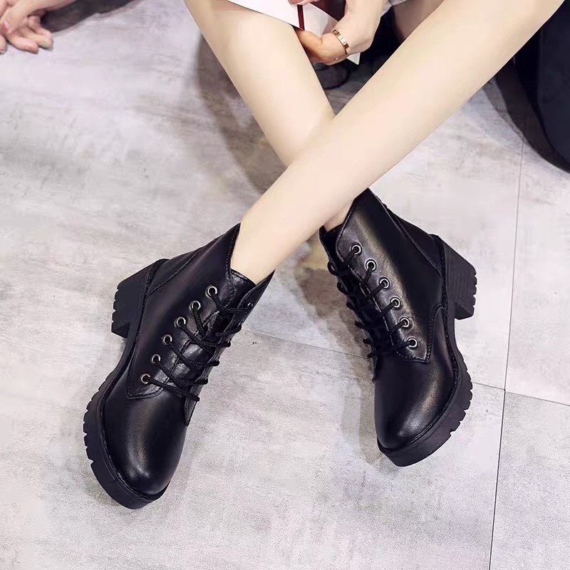 boots dây nữ da  tôn dáng tôn da cực bụi bặm