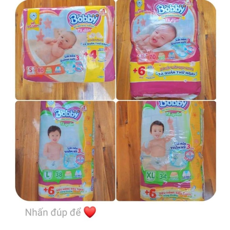 Tã Dán Bobby S80+4 (Lõi Nén Thần Kì 3Mm)