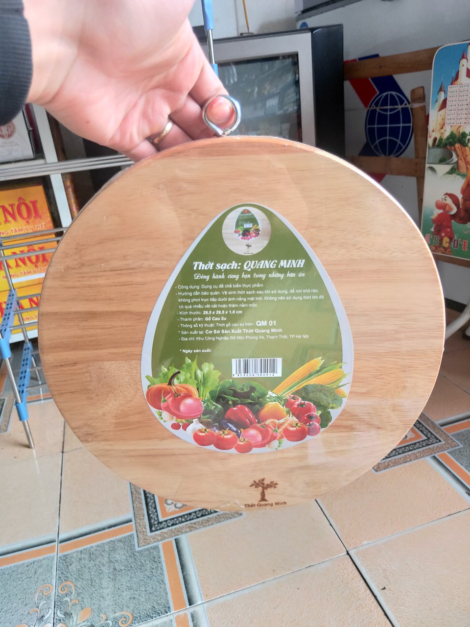 Thớt gỗ cao su tròn size 30 cm