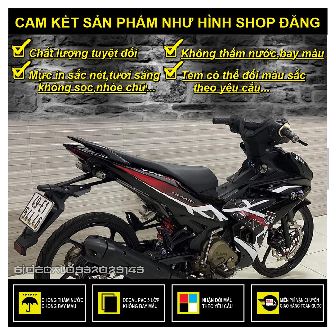 Tem rời exciter 150 y15zr đỏ đen 2021