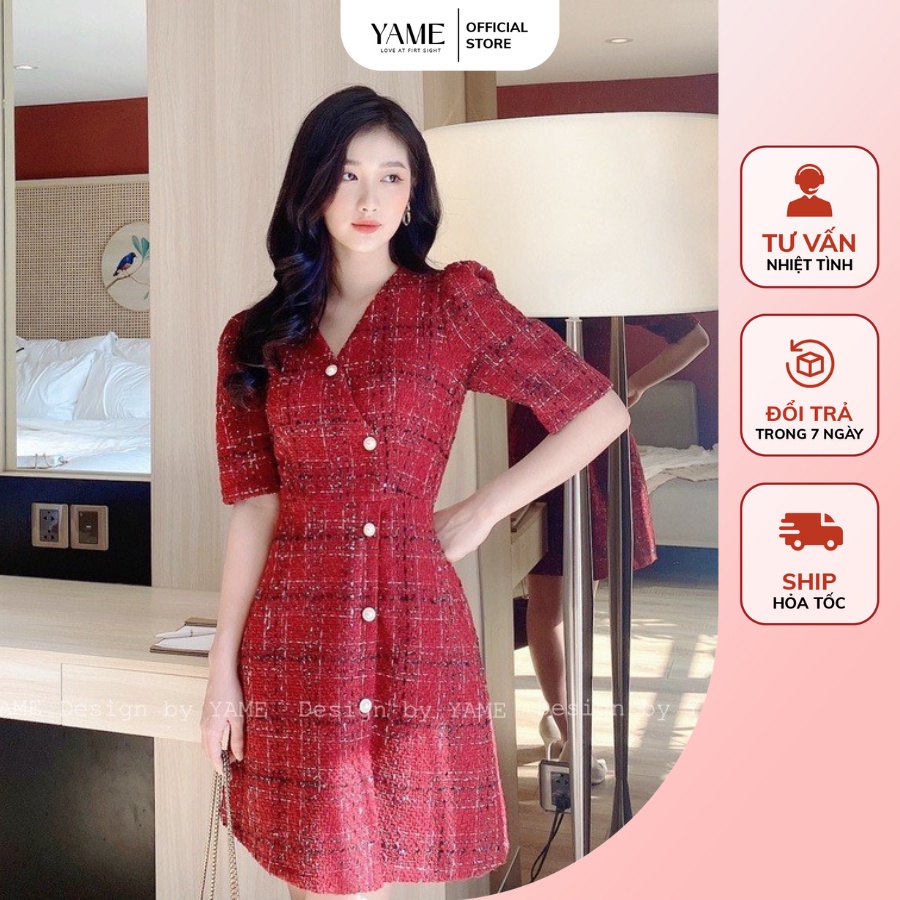 Váy Dạ Tweed Đỏ | Shopee Việt Nam