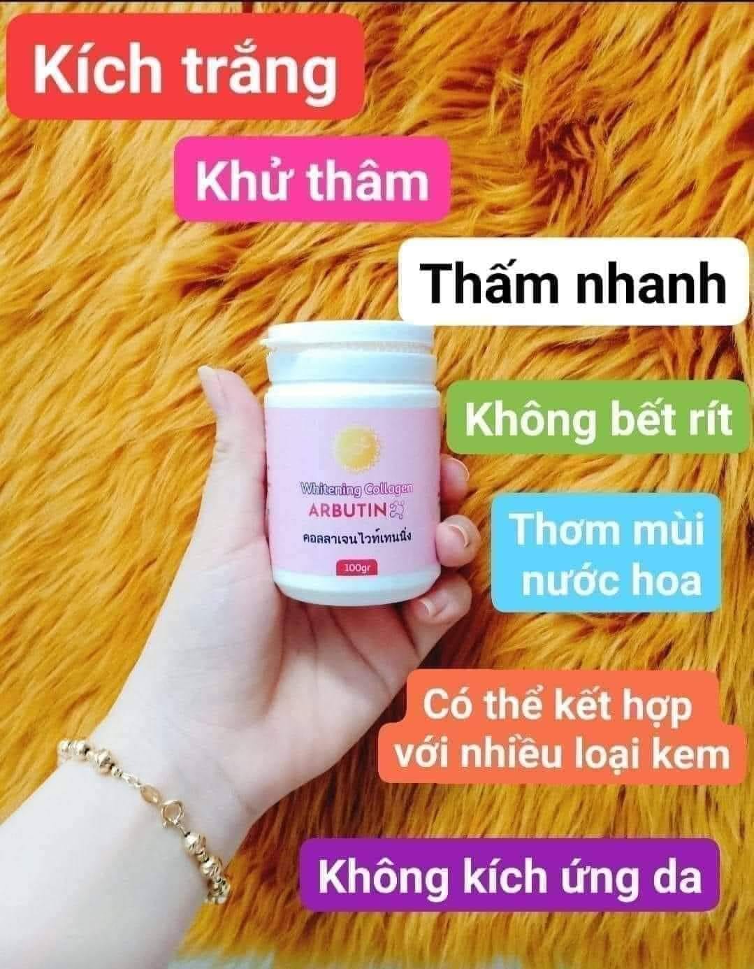 Kem kích trắng collagen arbutin 100gr