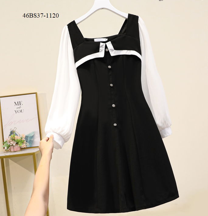 Đầm tiểu thư cổ vuông tay phồng big size