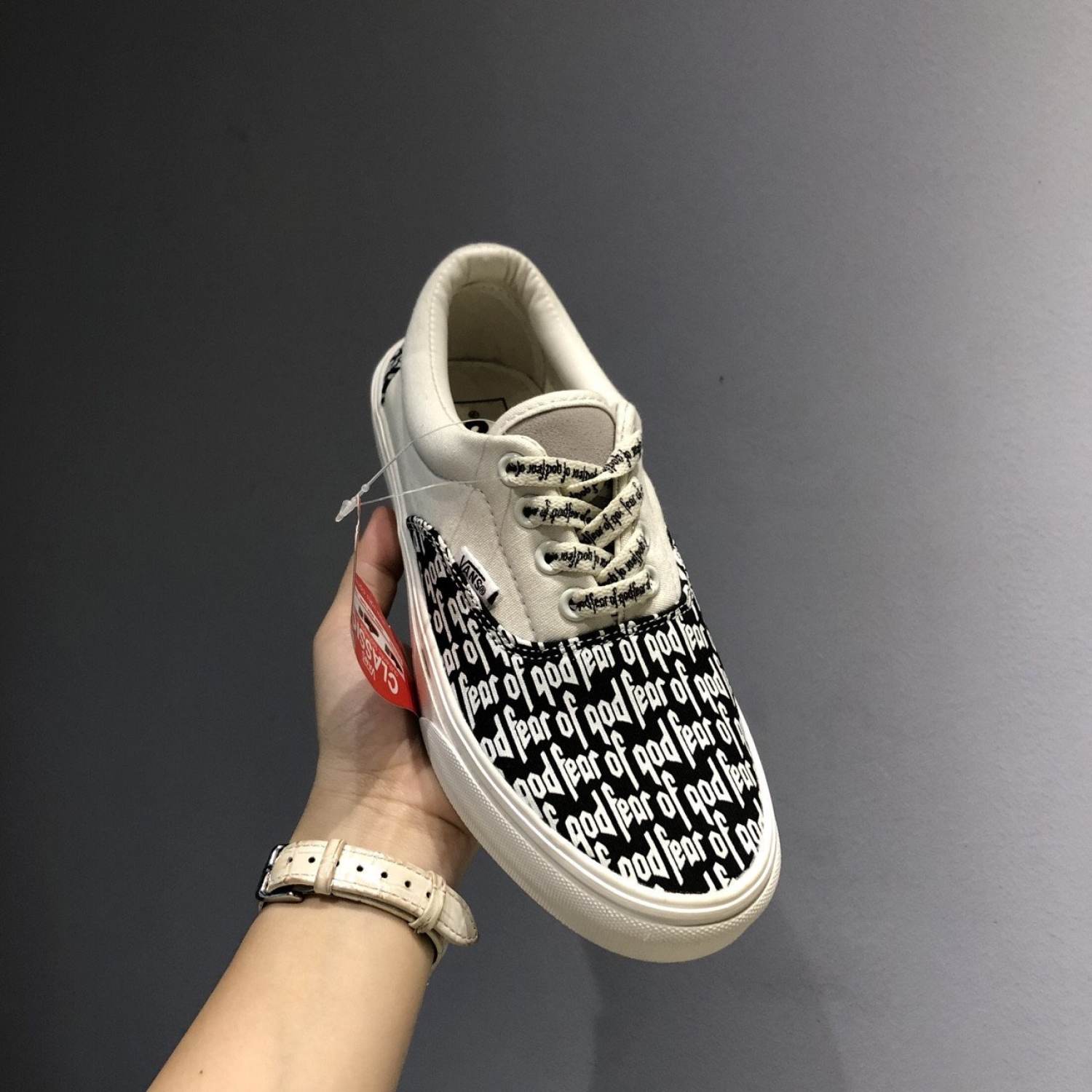 Giày 𝐕𝐀𝐍𝐒 fog fear of god lót gót da - giày 𝐕𝐀𝐍𝐒 dây chữ