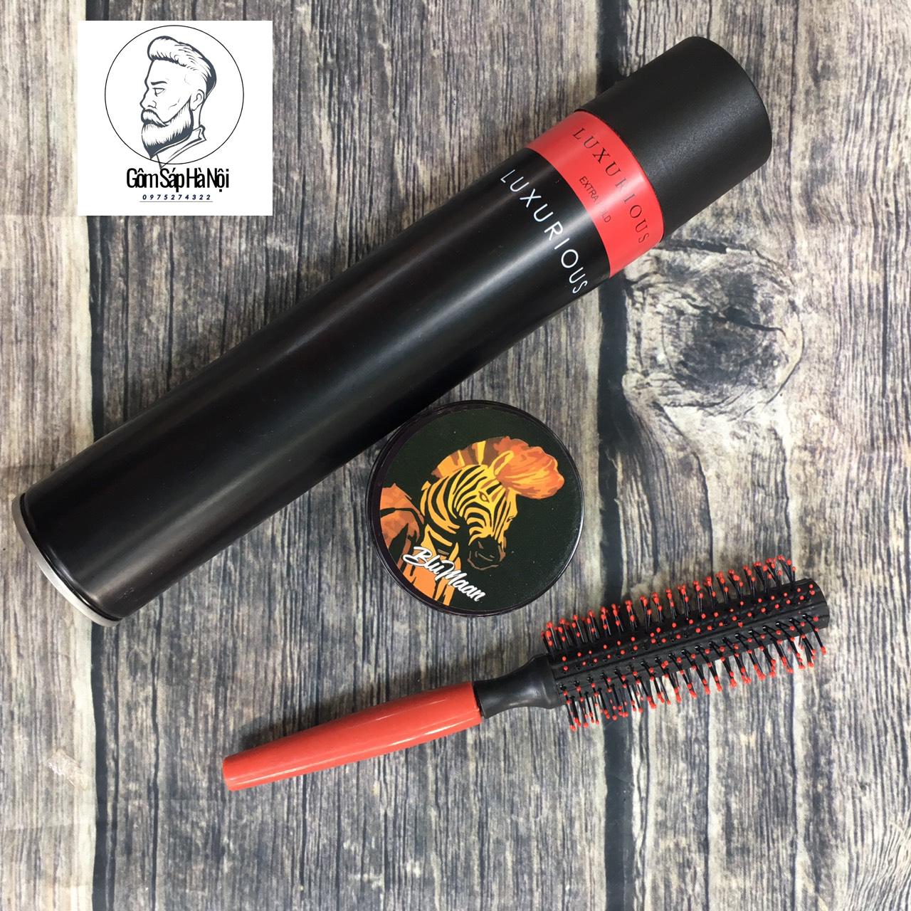 Combo Gôm Xịt Tóc Luxurious + Sáp Vuốt Tóc Bluman Ngựa + Lược