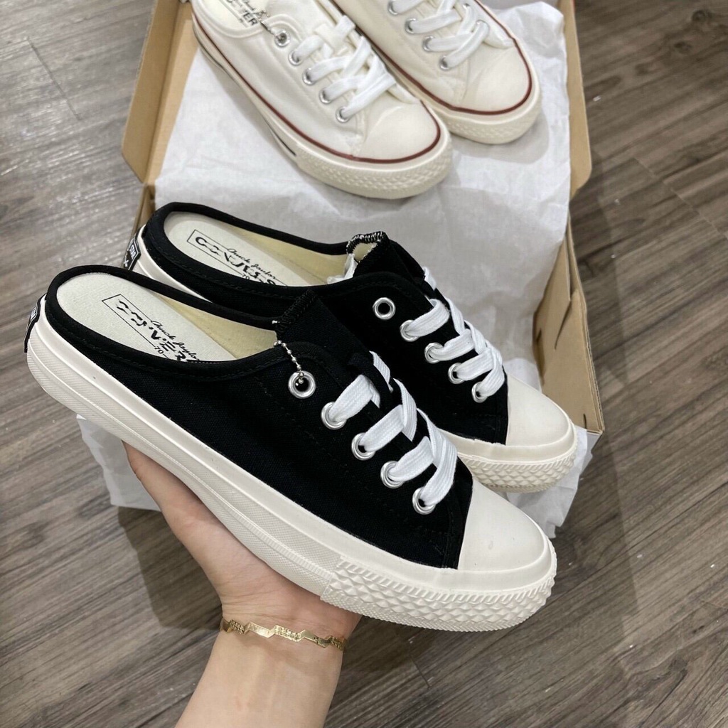 Giầy Sục Converse [ Full Box ] Nữ Đen - Trắng Cao Cấp - Sneaker Đạp Gót Mới