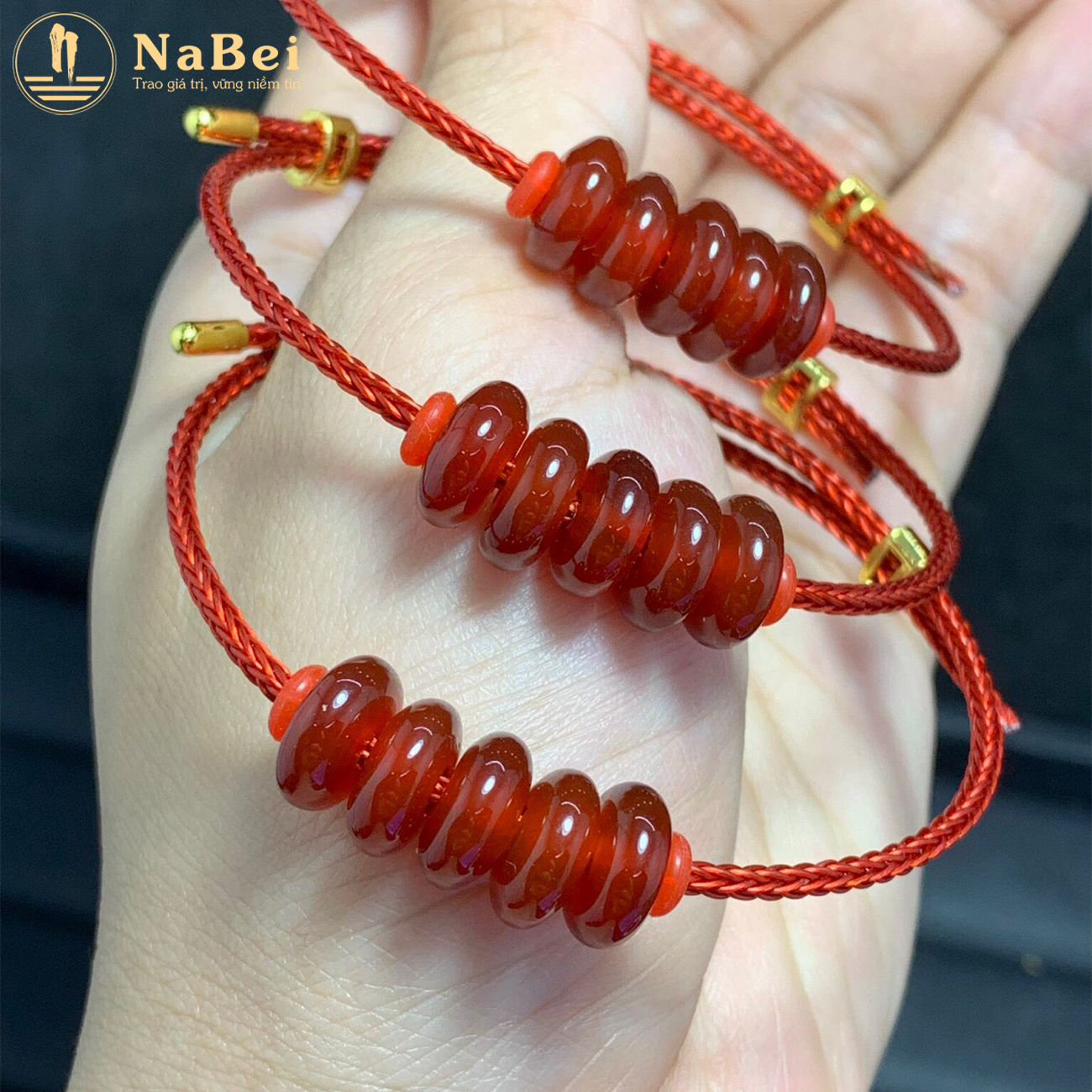Vòng tay đồng điếu mã não tự nhiên phù hợp mộc, hỏa, thổ nb217 - phong thuỷ nabei store