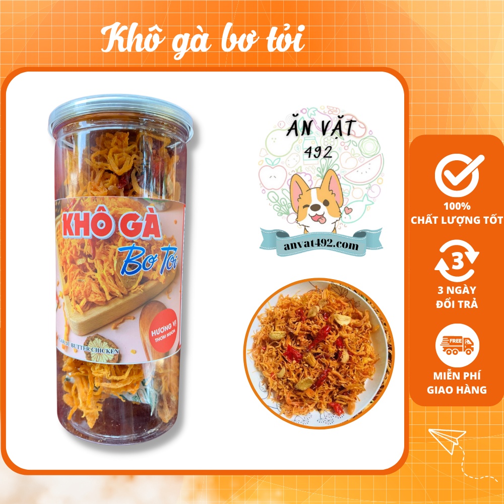 Khô gà bơ tỏi 300g - ăn vặt 492
