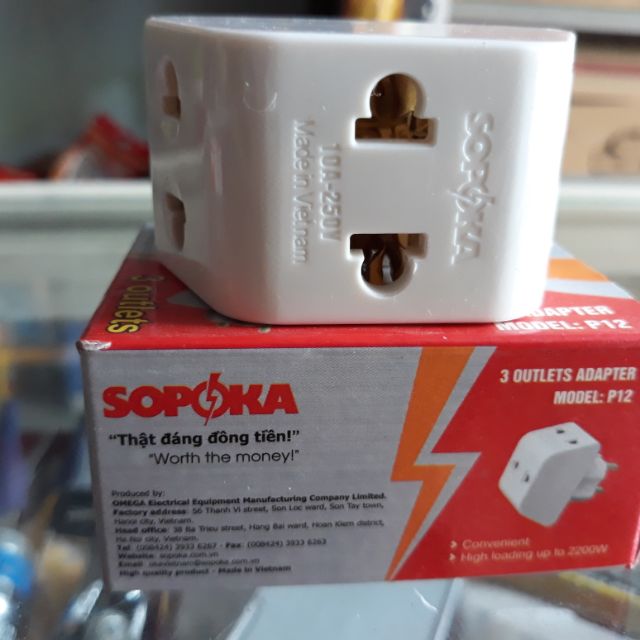 Ổ cắm nối chia 3 thông minh Sopoka
