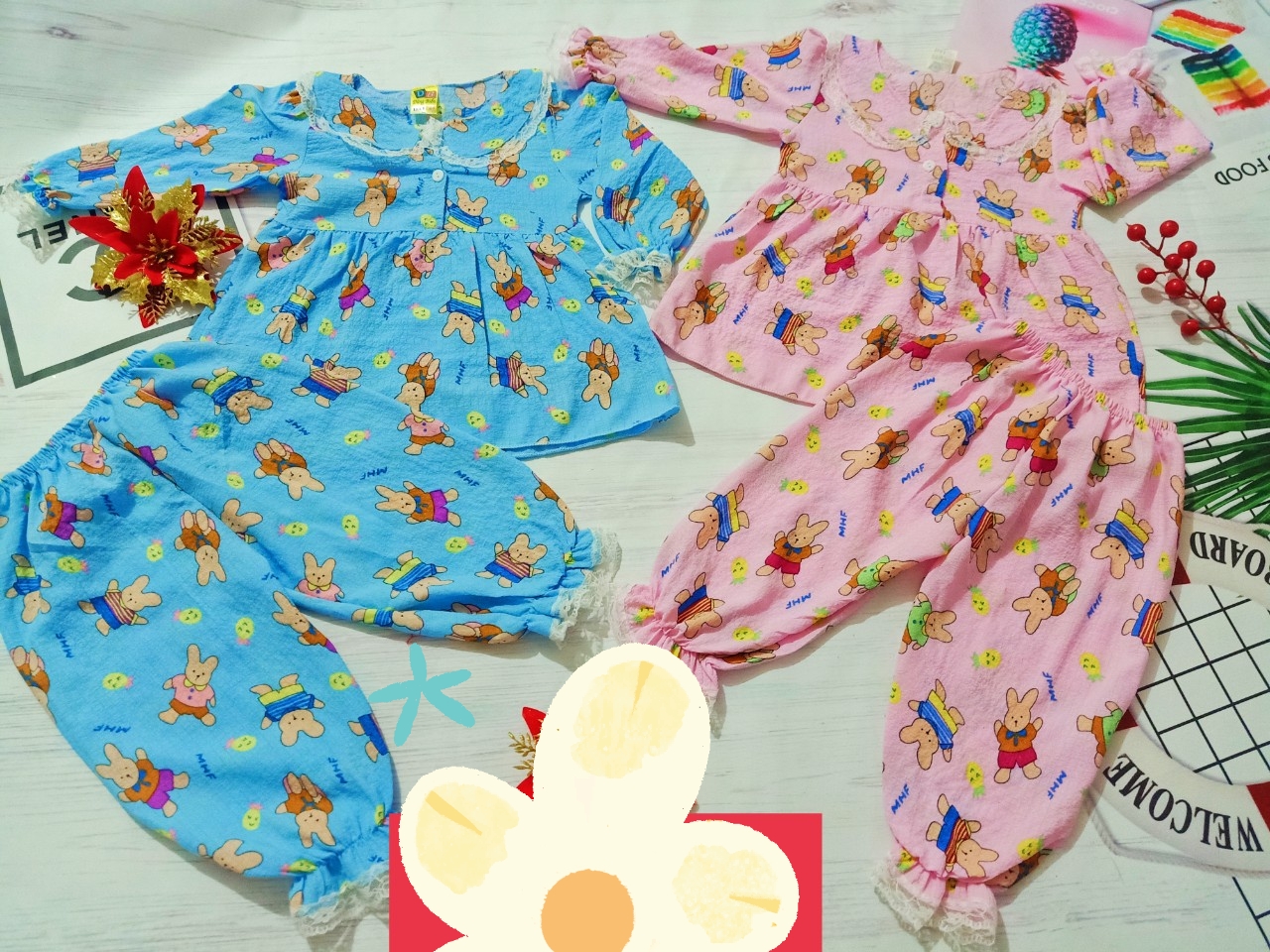 (3 bộ 3 màu 3 họa tiết khác nhau) Combo 3 Bộ Tay Dài Xốp Gạo Bé (7-15kg)