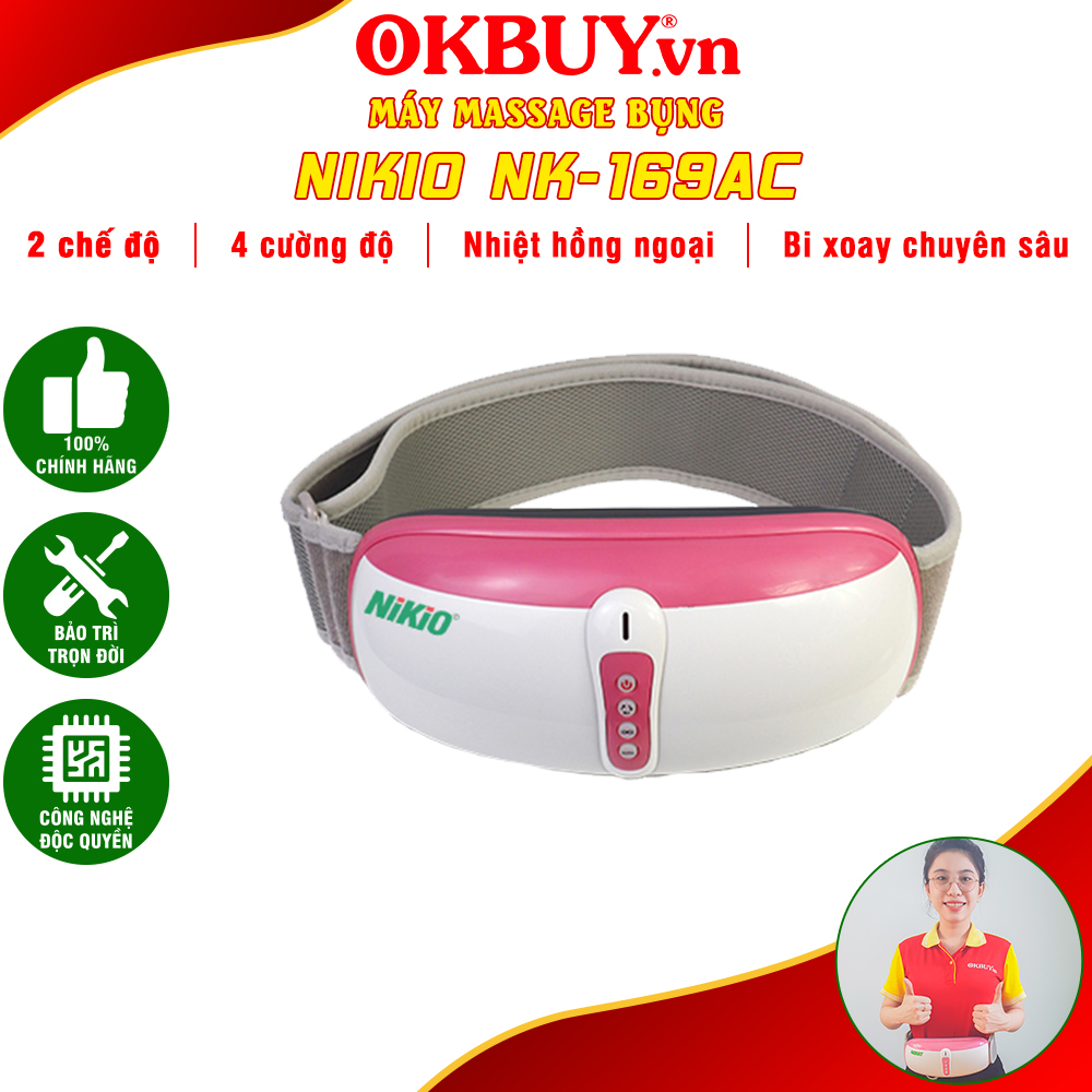 Máy massage bụng, đai matxa bụng, máy rung bụng Nikio NK-169AC - Công nghệ rung kết hợp xoa bóp và hồng ngoại, hỗ trợ giảm mỡ bụng cực nhanh, Cắm điện