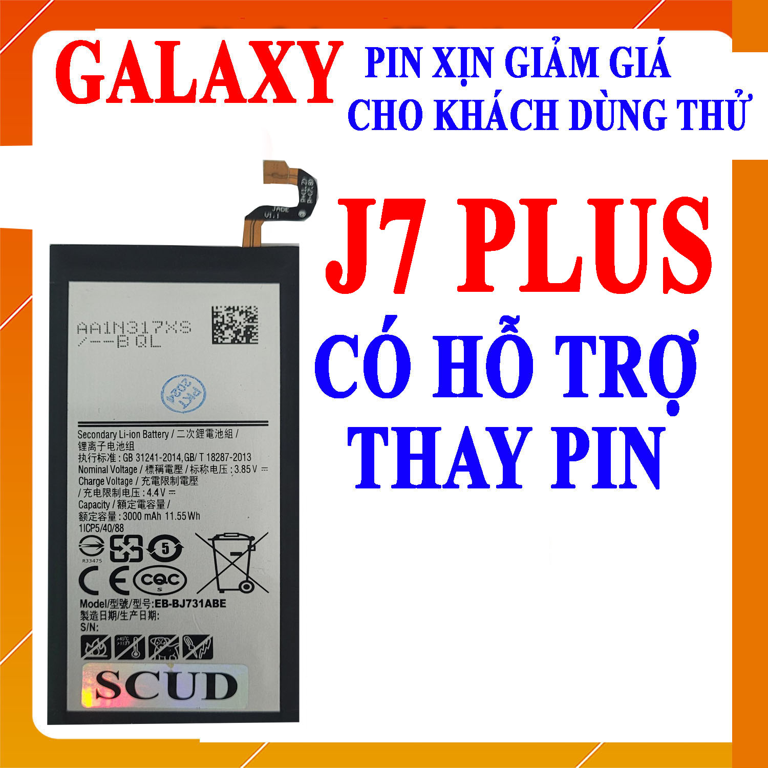 Pin scud cho samsung galaxy j7 plus j7310 c8 eb-bj731abe dung lượng 3000mah