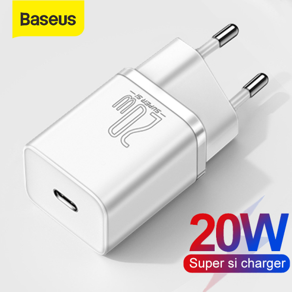 【For iPhone 12】Baseus 20W/25W PD Super Si USB C Charger For iPhone 12 Pro Max Support QC3.0 Fast Charging Portable Phone Charger For iP 11 Pro Max