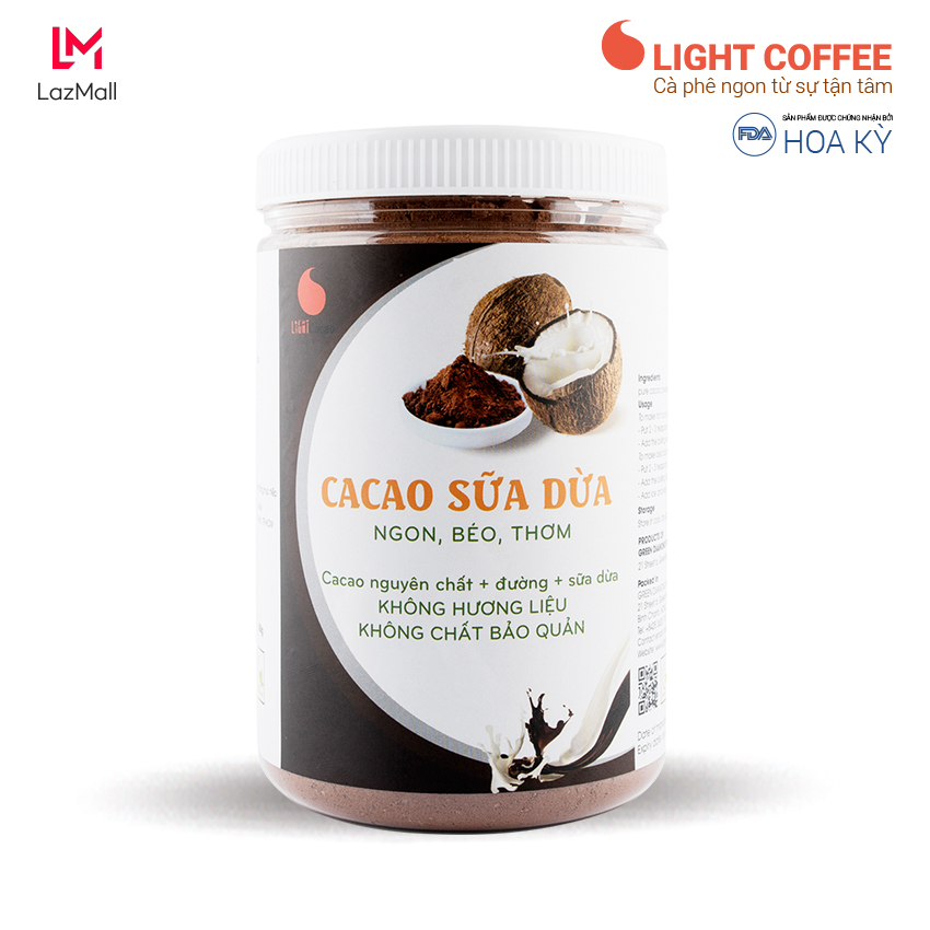 Bột cacao sữa dừa Light Cacao - Hũ 550gr