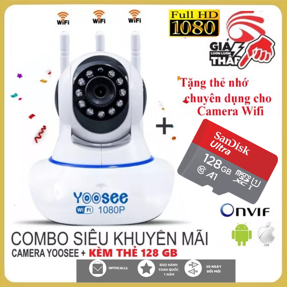 >> BÁO GIÁ CAMERA - CAMERA WIFI - CAMERA YOOSEE 5 RÂU KÈM THẺ NHỚ 128GB HIỂN THỊ 2.0 MPX CẢNH BÁO CHUYỂN ĐỘNG, CÓ TIẾNG V | Shopee Lazada Sendo Tiki mới nhất 84 Camera Wifi Yoosee Xoay 360 Độ-Tùy Chọn Kèm Thẻ Nhớ 128GB-64GB-32GB-Camera Yoosee 3 Ăng Ten 2.0 MPX-Cảm Biến Chuyển Động-Lưu Trữ Video-Đàm Thoại Song Phương