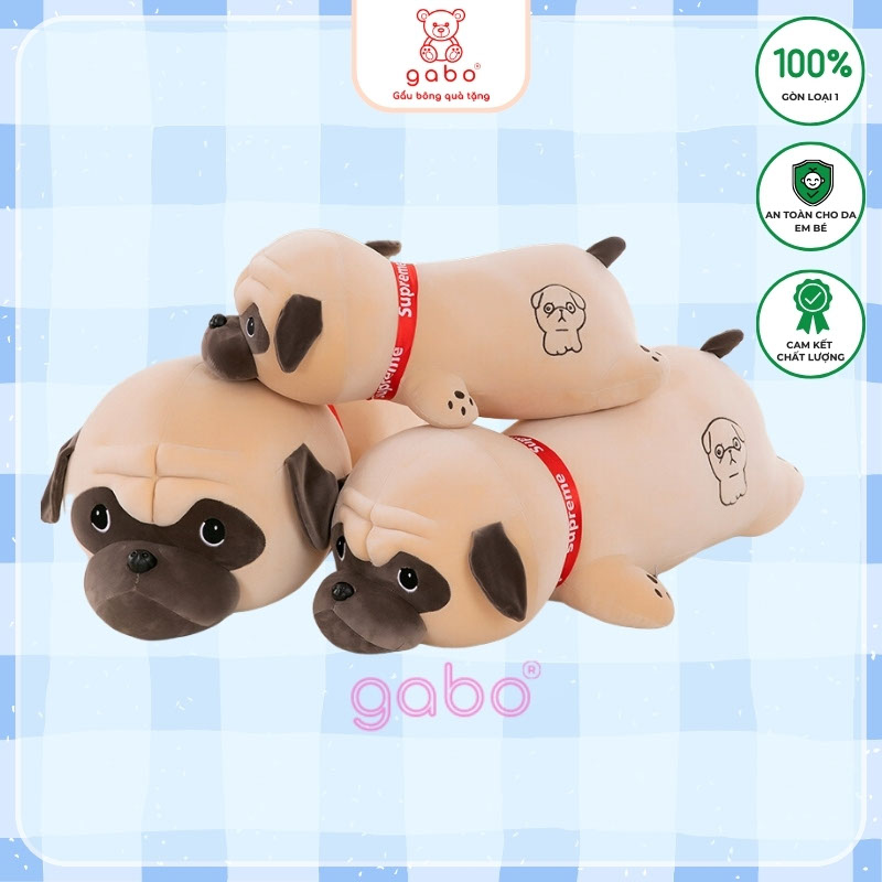 gấᴜ Bông Chó Pug Nằm, Gối ôm chó pulldog mặt nhăn siêu mềm