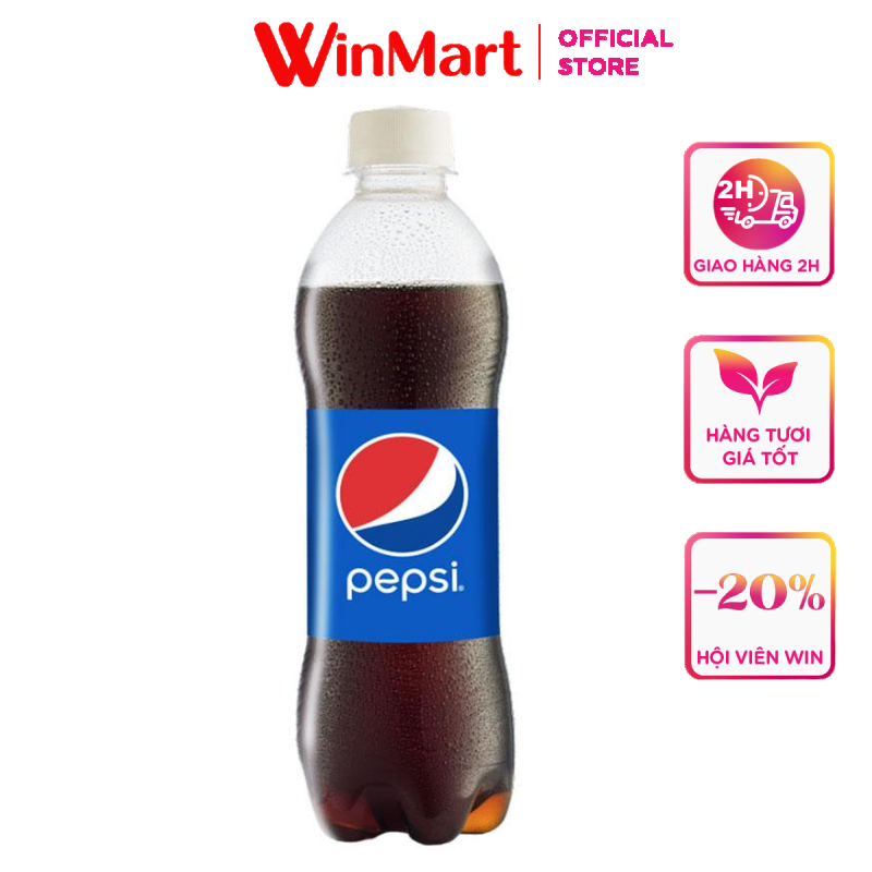- Nước giải khát có gas Pepsi chai 390ml