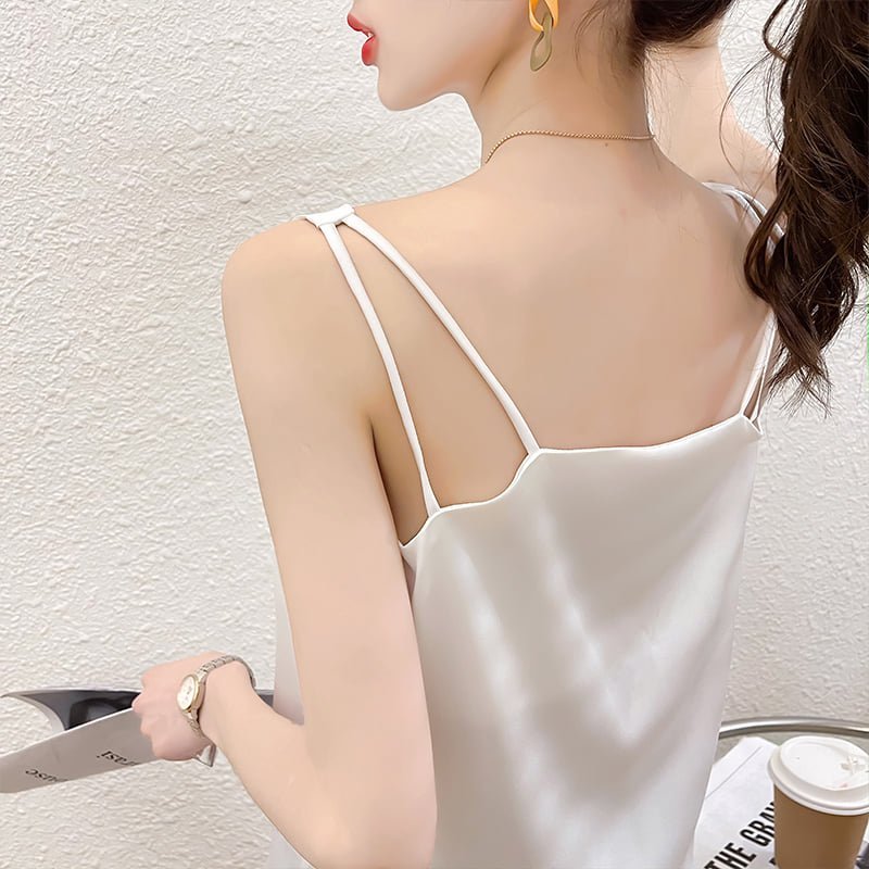 Áo lụa 2 dây cổ v LAMODE tôn dáng tôn da sang trọng ALCV