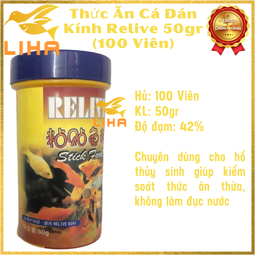 Thức ăn cá dán kính relive - thức ăn cá chuyên dùng cho hồ thủy sinh