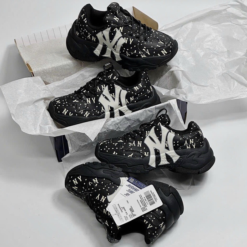 [TẶNG HỘP+TẤT] Giày MLB hàn quốc monogram Ny full đen hàng cao cấp size 36-43