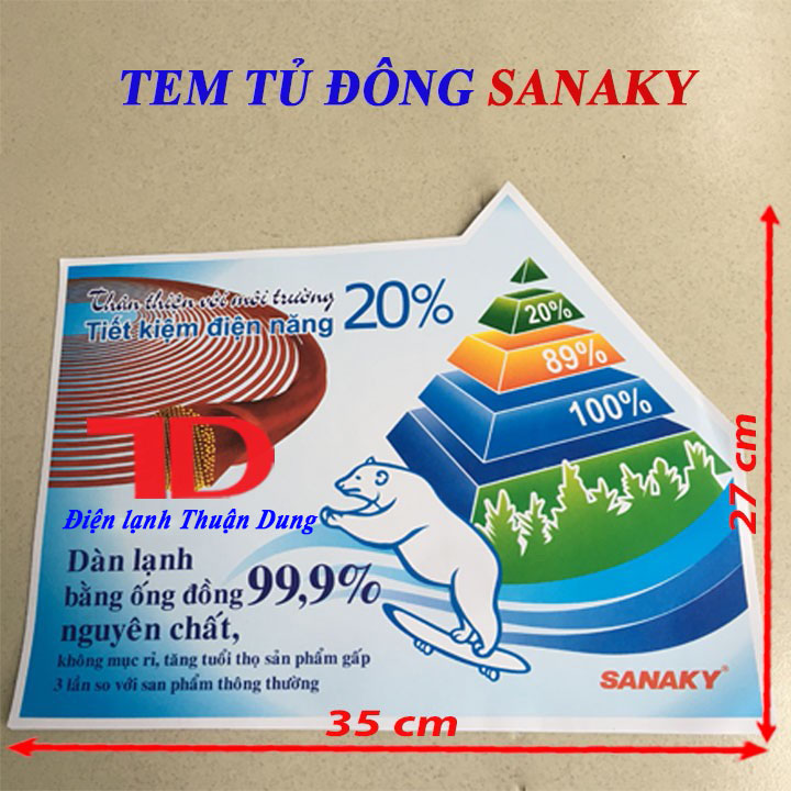 Tem dán tủ đông sanaky, tem năng lượng sakaky 02