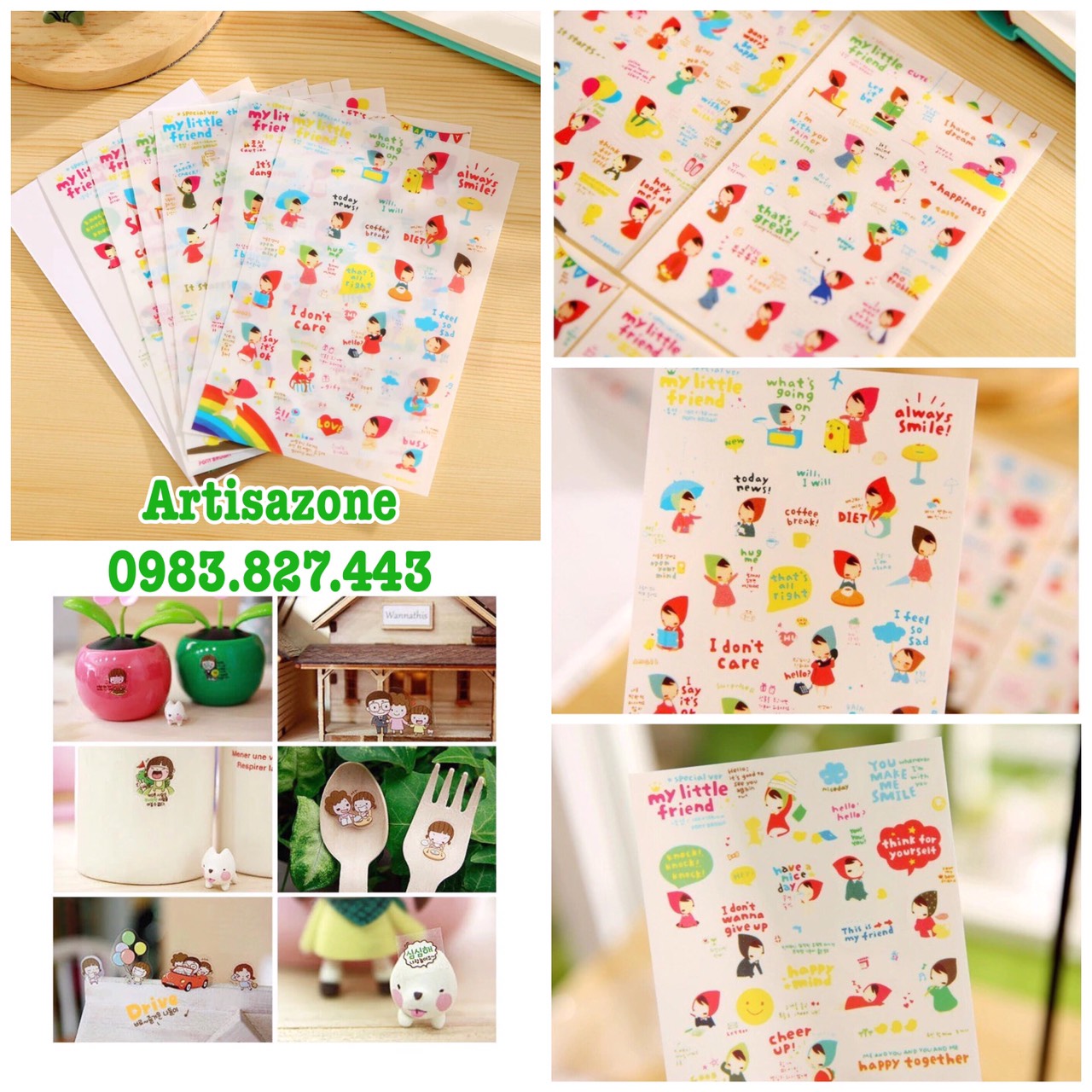 Sticker dán cô bé quàng khăn (6 tờ)
