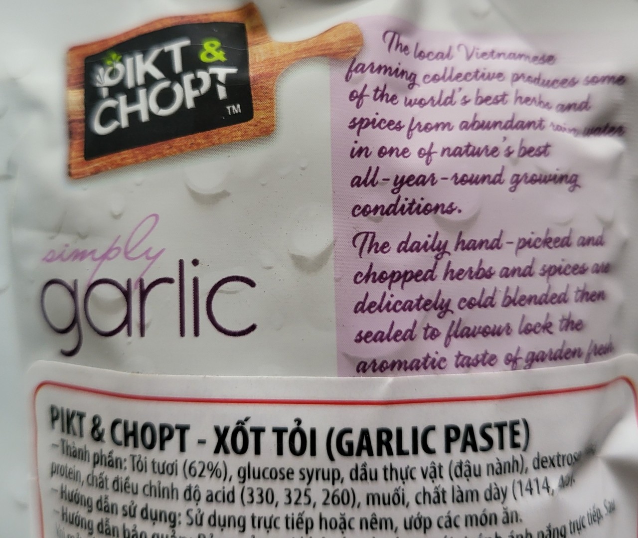 [túi 75g] XỐT TỎI [VN] PIKT CHOPT Simply Garlic Paste