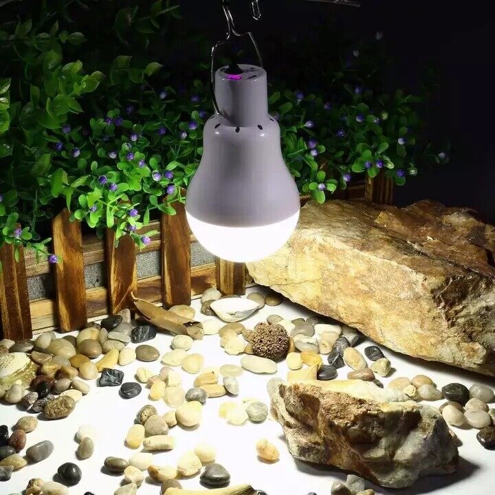Vimite Led Solar Panel Light Bulb Outdoor Waterproof Garden Light Portable USB Rechargeable Hanging Bulb Lamp Indoor House for Camping Yard Emergency Lighting