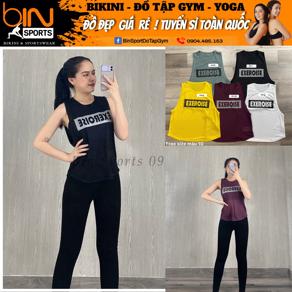 Áo thun nữ tập gym yoga aerobic thể thao nữ tanktop chất liệu thun co dãn 4 chiều thấm hút mồ hôi tốt Bin Sports A145