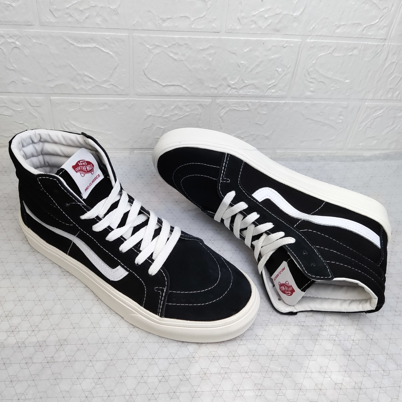 Giày thể thao vans sk8 da lộn đen viền trắng nam nữ fullbox