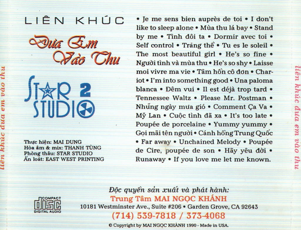 Liên Khúc Đưa Em Vào Thu (Mai Ngọc Khánh CD)