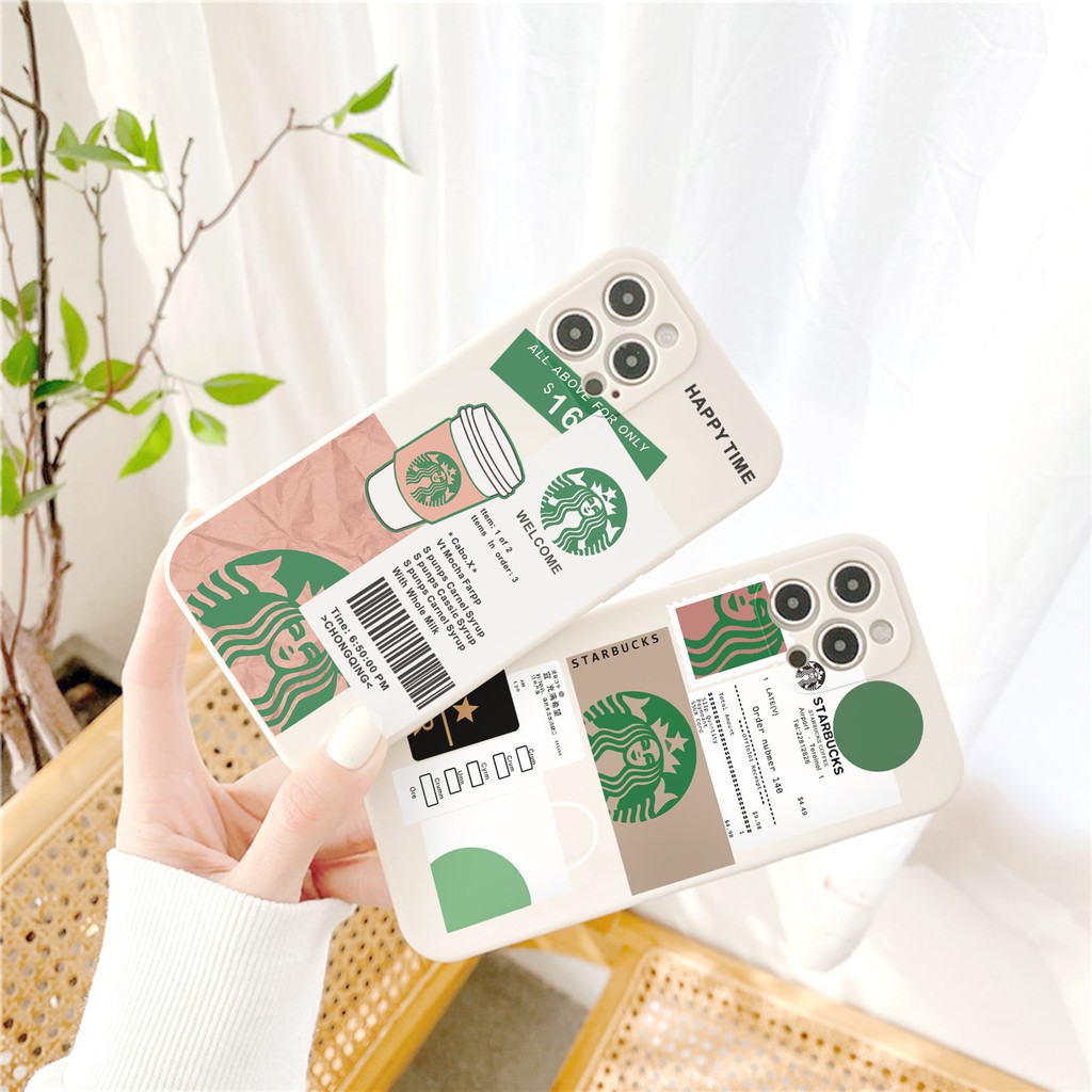 Ốp lưng viền vuông Starbucks dành cho iphone 6 6s 6Plus 6sPlus 7 7Plus 8 8Plus X XS xr xsmax 11 11pro 11promax 12mini 12pro 12promax 12 - E52