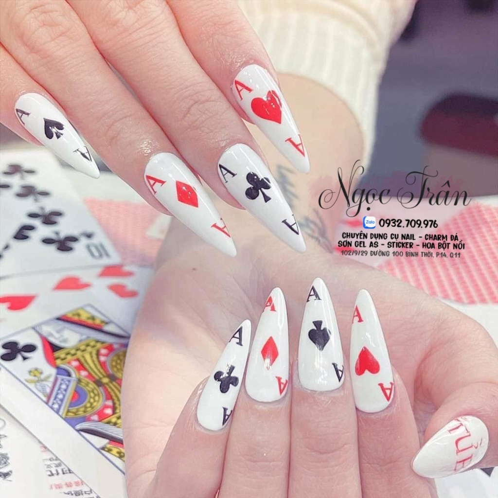 Sticker 3D - Hình Dán Móng Tay Bài Tây Rõ Ràng Sắc Nét