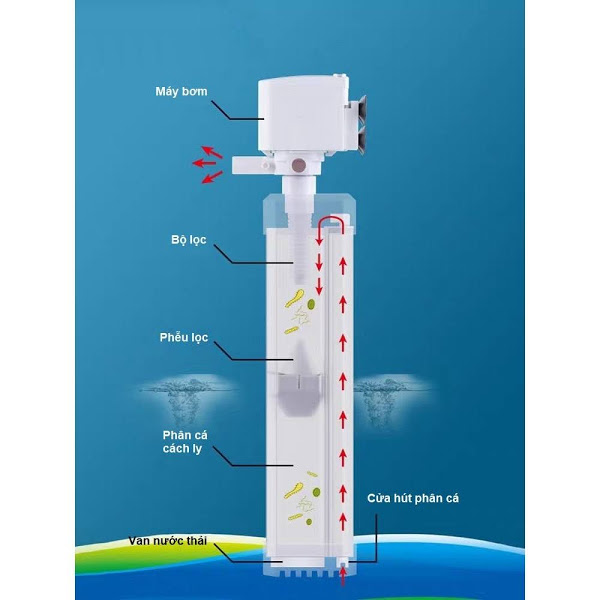 Máy lọc phân sobo bơm oxy bể cá 3 trong 1