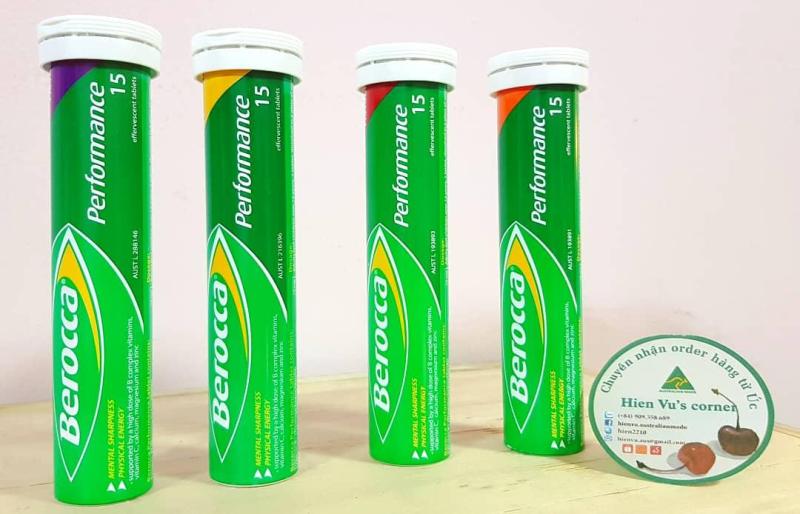 Berocca Energy Vitamin - Viên sủi bổ sung Vitamin của Úc Vị cam/ xoài/ Raspberry/ Berry (ống 15 viên) nhập khẩu