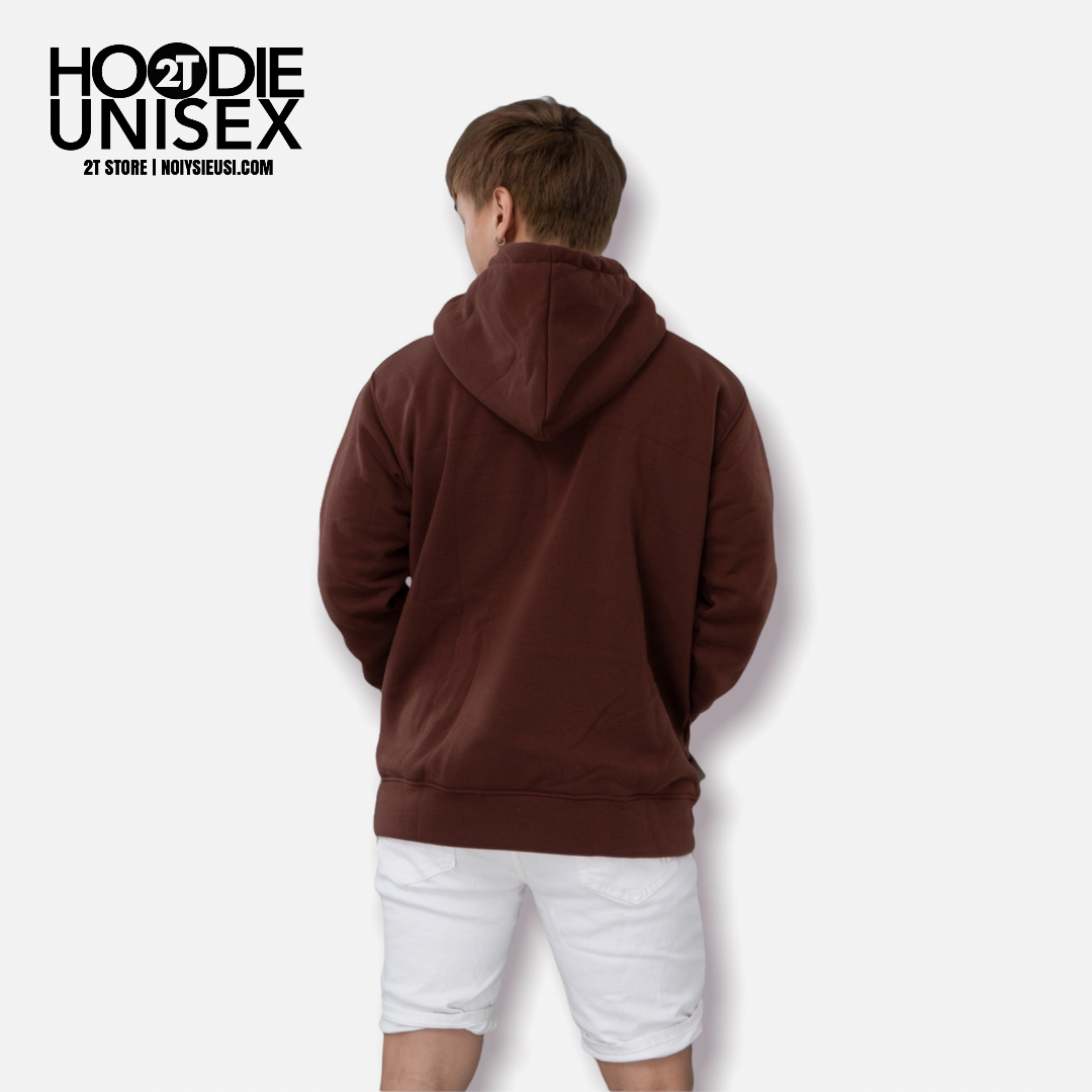 [4.4 HOÀN TIỀN 15%][HCM]ÁO KHOÁC NỈ HOODIE TRƠN NÓN 2 LỚP DÀY DẶN UNISEX 2T STORE - NÂU CHOCOLATE