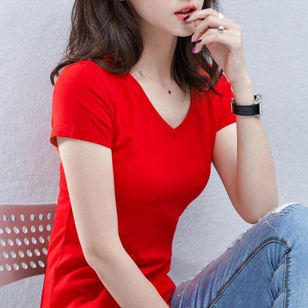 [HCM]Áo Thun Nữ Cổ Tim Trơn Basic