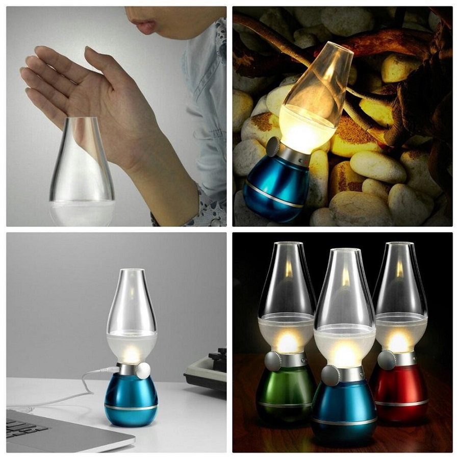 [HCM]Đèn Thần Aladin Led Điện Tử Cảm Biến Thổi Là Tắt Kiểu Đèn Dầu Không Khói - Đèn LED Sạc Để Bàn Kiêm Đèn Học Đèn Ngủ