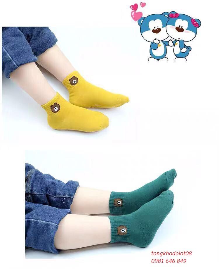 (BÁN SỈ) 10 đôi tất gấu cho bé 1-6 tuổi