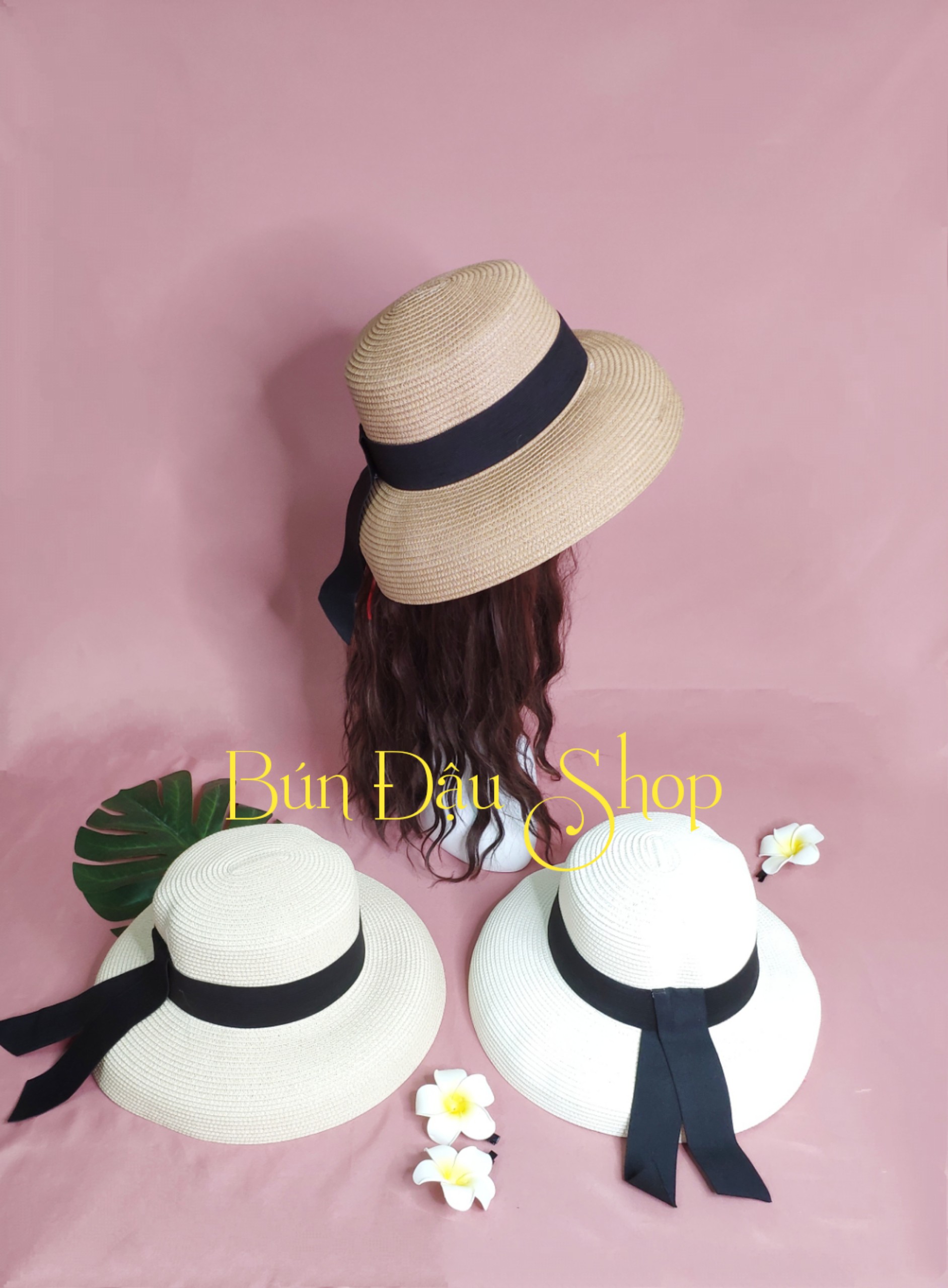 Mũ Cói Lồng Đèn Vintage TẶNG Kẹp Tóc Hoa Đại