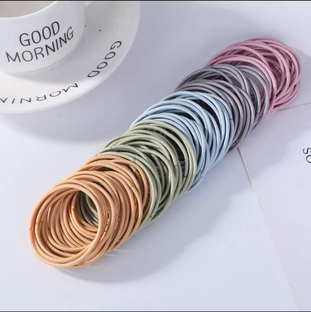 COMBO 100 chun buộc tóc - thun cột tóc trơn nhiều màu cho bạn gái