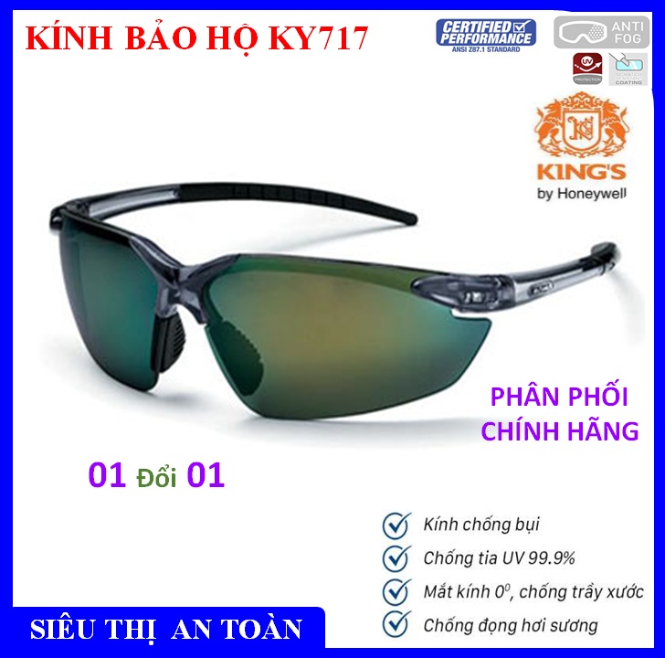 [ CHÍNH HÃNG ] Kính bảo hộ thời trang Kings KY717 tráng bạc, chống xước, chống đọng sương, chống bụi bảo vệ mắt cao cấp