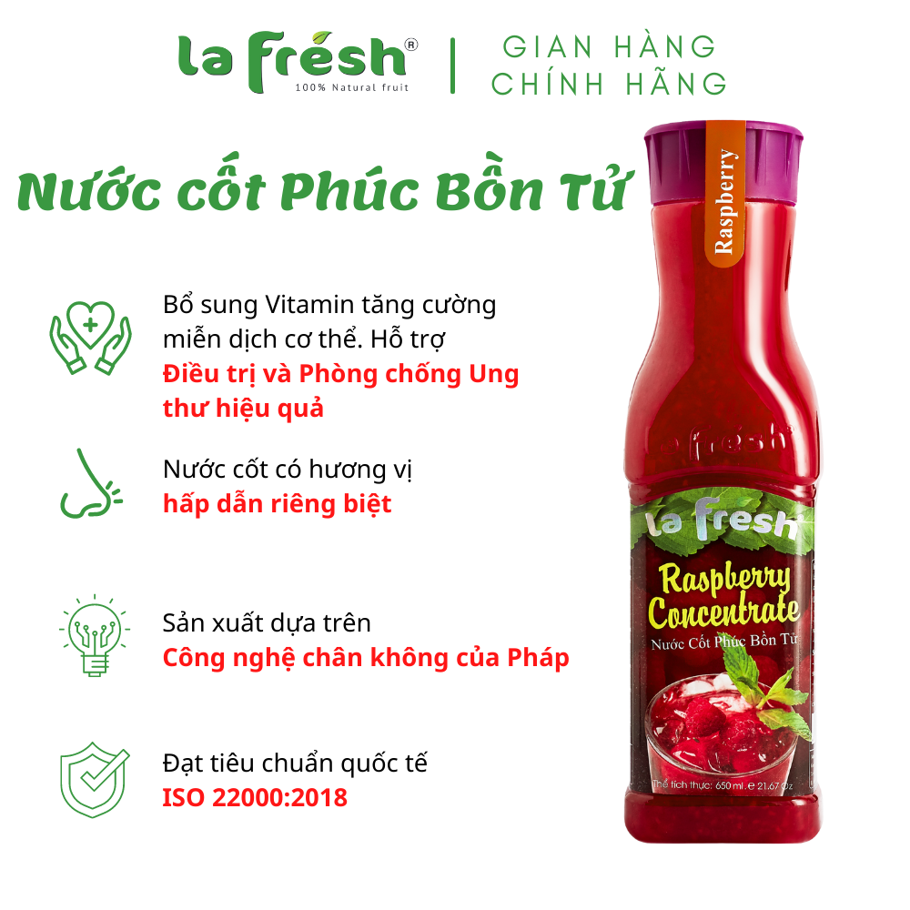 Nước Cốt Phúc Bồn Tử Lafresh Đà Lạt Chai 650ml