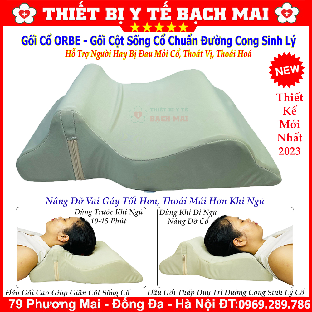 Gối cổ orbe, gối ngủ giúp giảm đau mỏi cổ vai gáy, nâng đỡ bảo vệ cột sống cổ theo đường cong sinh lý ban đầu
