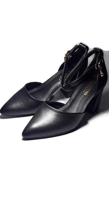 [SALE] Sandal Da Lì Bít Mũi Hở Eo Đế Vuông 6 Phân