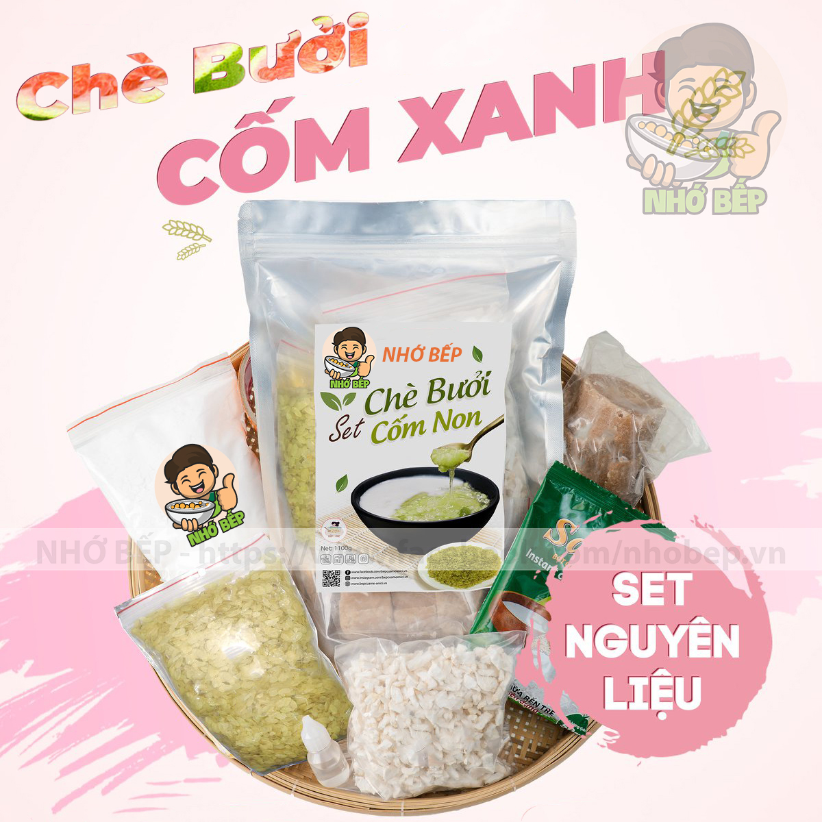Set Chè Bưởi Cốm ( Set Lớn) Tặng Kè Công Thức - Nhớ Bếp